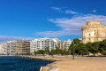 Approaching the White Tower from the waterfront of Thessaloniki
