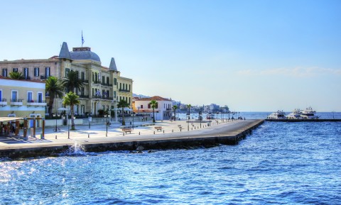 Port of Spetses island near Athens, Greece