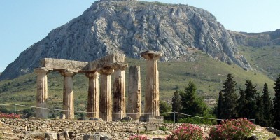Ruins of the Temple of Apollo, ancient Corinth archaeological site