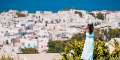 View of Chora in Mykonos