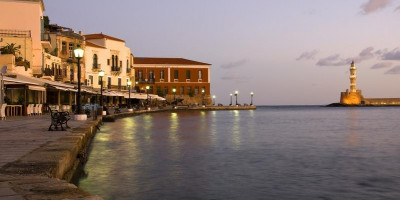 Chania's old port and lighthouse early in the morning