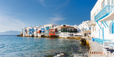 Panorama of Little Venice in Mykonos