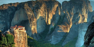 The Holy Monastery of Rousanou and the unique rock formations, Meteora