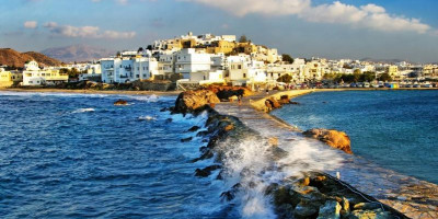 Waves crashing on Chora in naxos