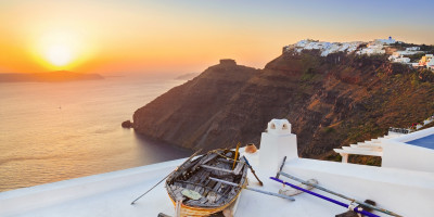 Sunset on Santorini from the small village of Firostefani