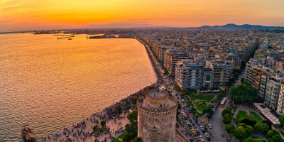 Sunset on the waterfront of Thessaloniki