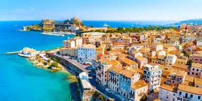 Aerial view of the town of Kerkyra