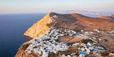 Chora in Folegandros during sunset