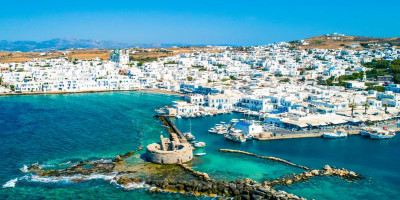 The Venetian Castle in the harbor of Naoussa, Paros