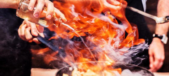 Cooking with flames Cooking with flames