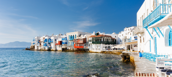 Panorama of Little Venice in Mykonos