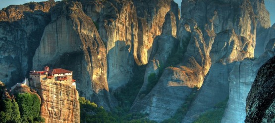 The Holy Monastery of Rousanou and the unique rock formations, Meteora