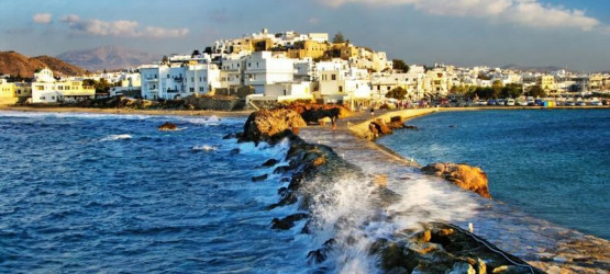 Waves crashing on Chora in naxos