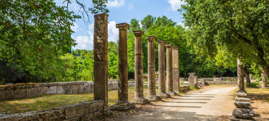 Ancient ruins of the archaeological site of Olympia, Peloponnese