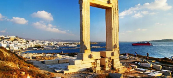 The famous Portara Gate on the coast of Naxos