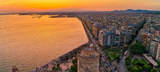 Sunset on the waterfront of Thessaloniki