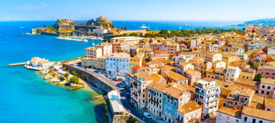 Aerial view of the town of Kerkyra